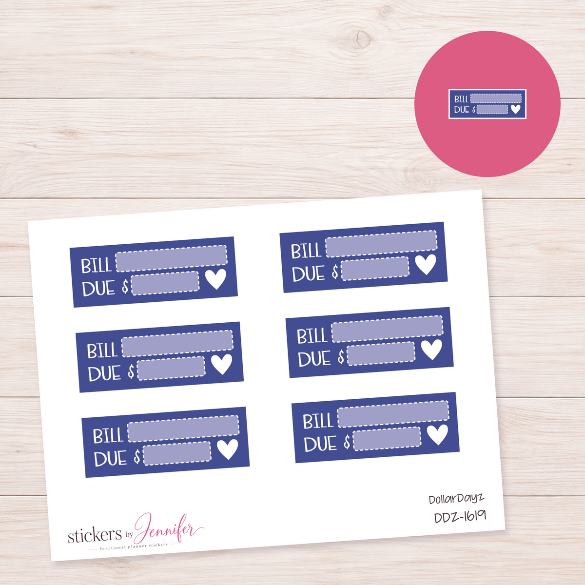 Blue Bill Due Label Planner Stickers | DDZ-1619