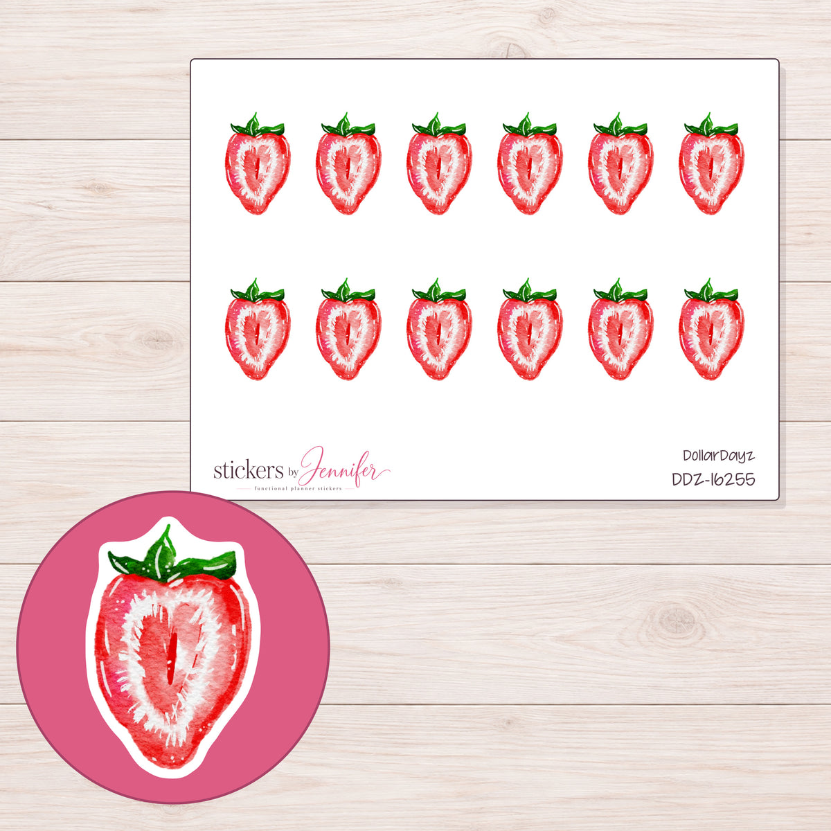 DDZ-16255 planner sticker sheet with enlarged sticker detail
