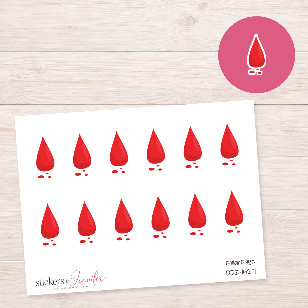 Red Drop Planner Stickers | DDZ-1627