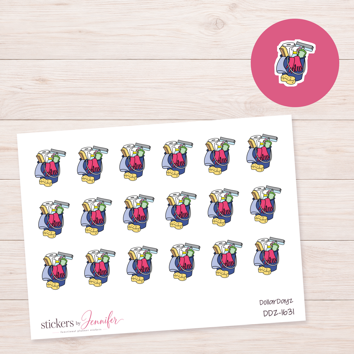 Blue Cleaning Bucket Planner Stickers | DDZ-1631