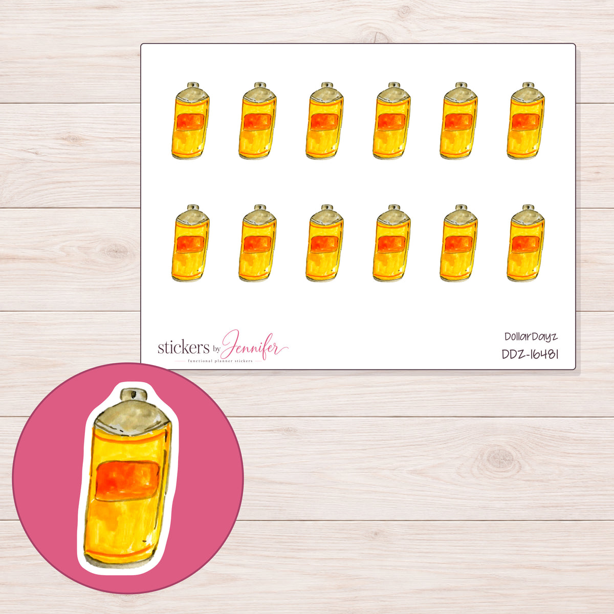 DDZ-16481 planner sticker sheet with enlarged sticker detail