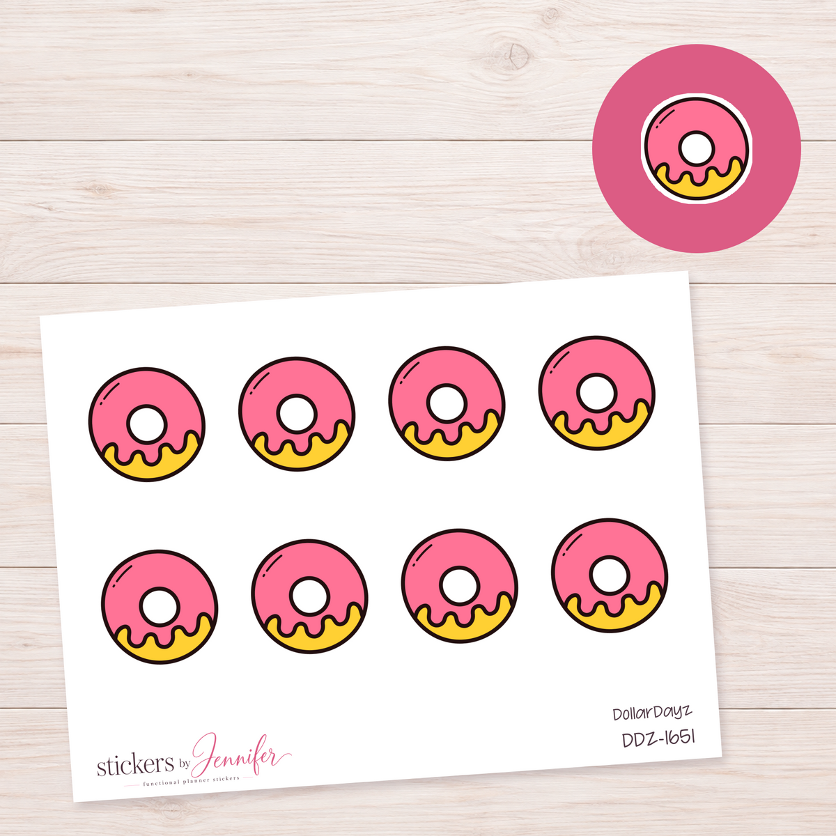 Pink Donut Icon Planner Stickers | DDZ-1651