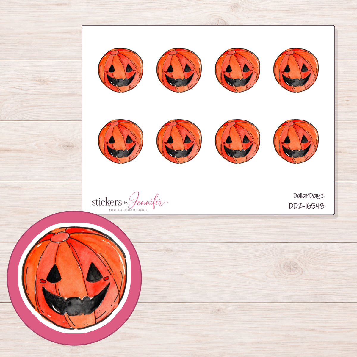 DDZ-16548 planner sticker sheet with enlarged sticker detail