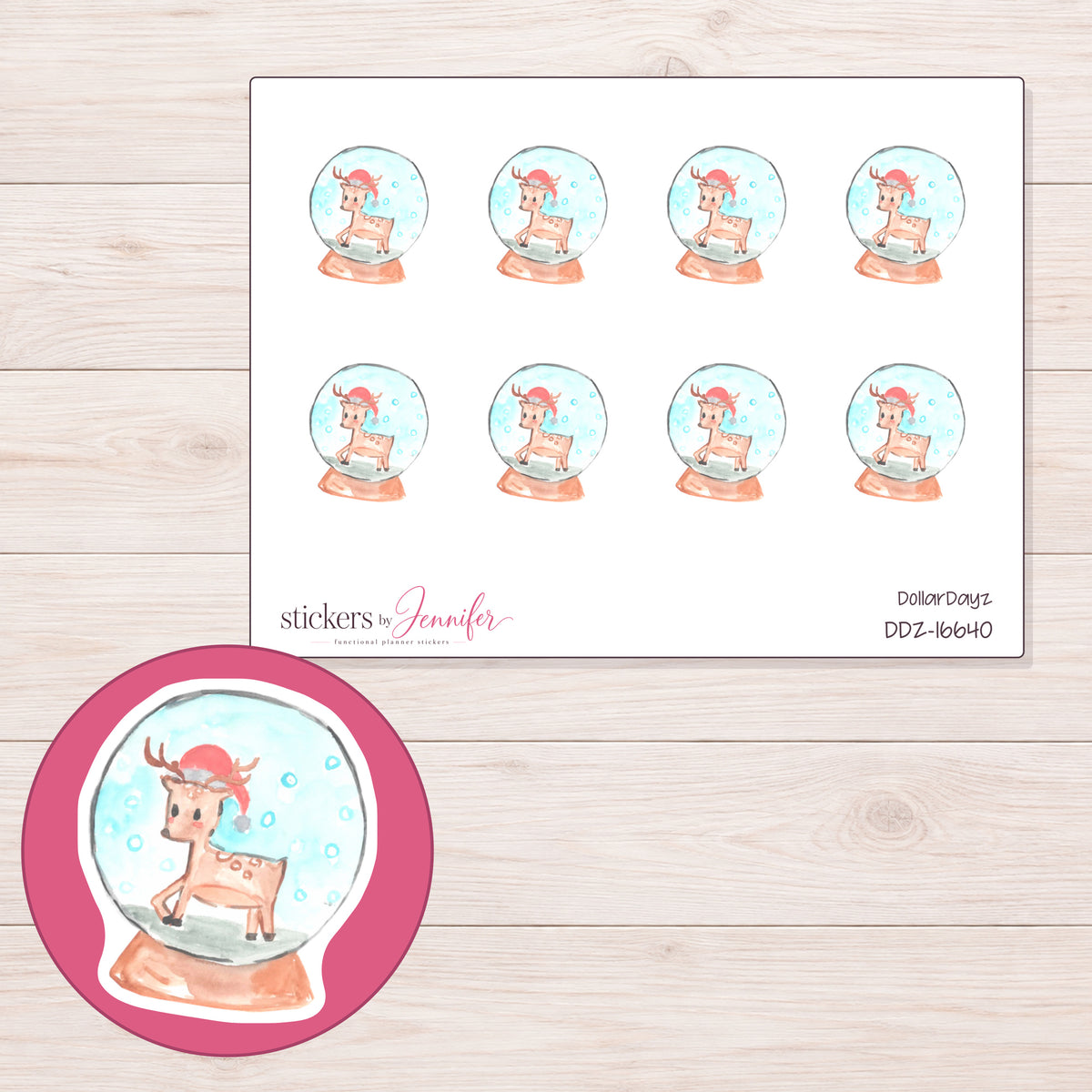 DDZ-16640 planner sticker sheet with enlarged sticker detail