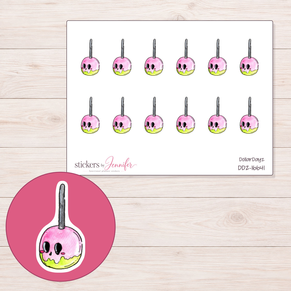 DDZ-16641 planner sticker sheet with enlarged sticker detail