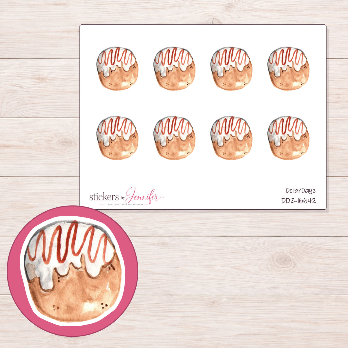 DDZ-16642 planner sticker sheet with enlarged sticker detail
