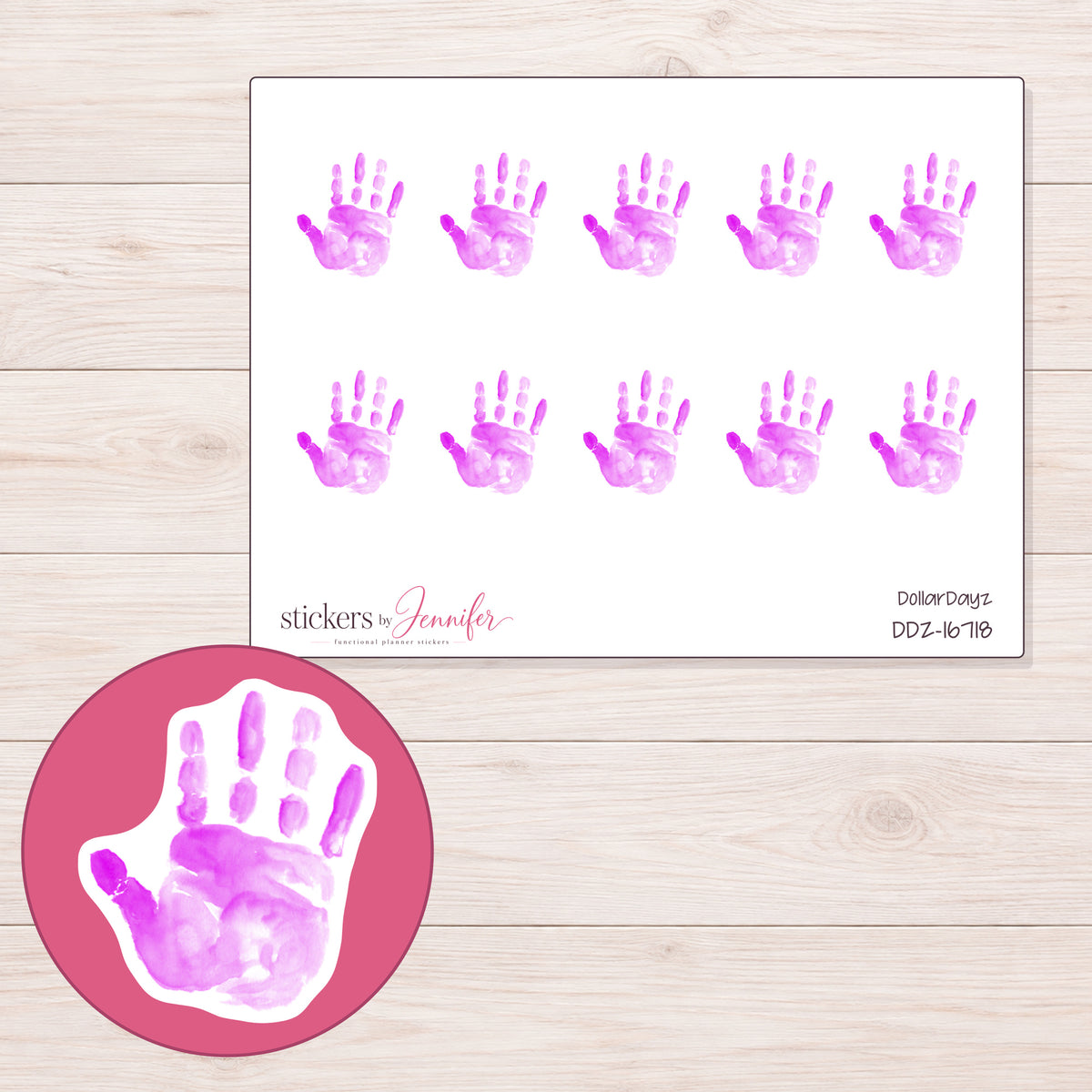 DDZ-16718 planner sticker sheet with enlarged sticker detail