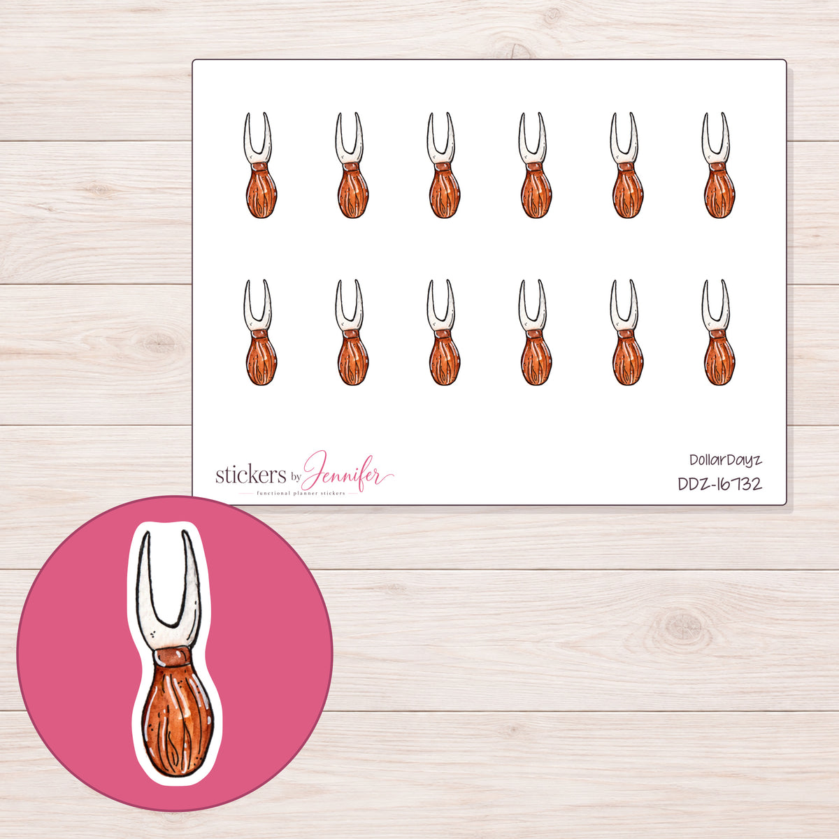 DDZ-16732 planner sticker sheet with enlarged sticker detail