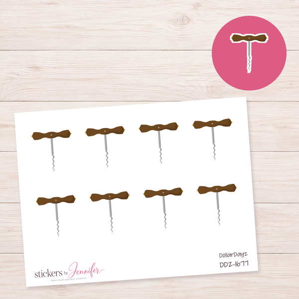 Wooden Corkscrew Planner Stickers | DDZ-1677