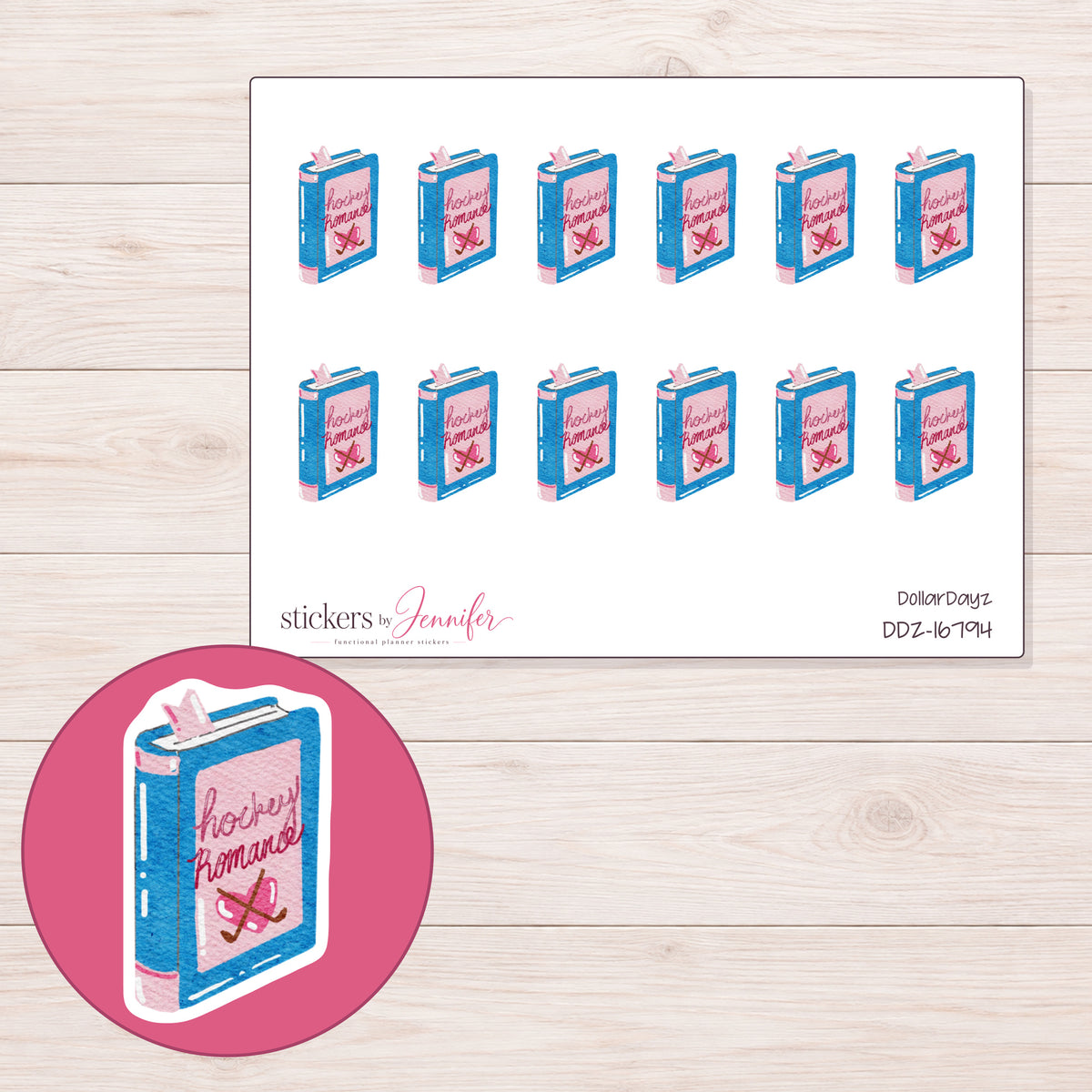 DDZ-16794 planner sticker sheet with enlarged sticker detail