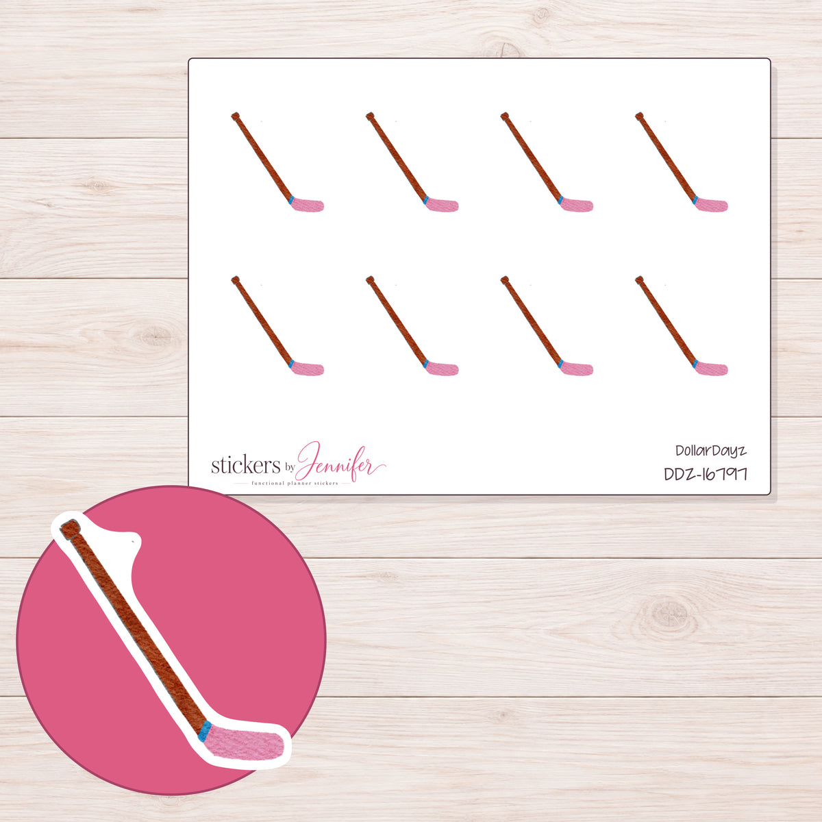 DDZ-16797 planner sticker sheet with enlarged sticker detail