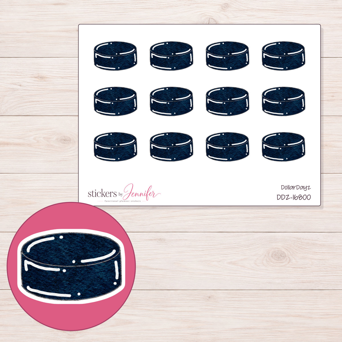 DDZ-16800 planner sticker sheet with enlarged sticker detail