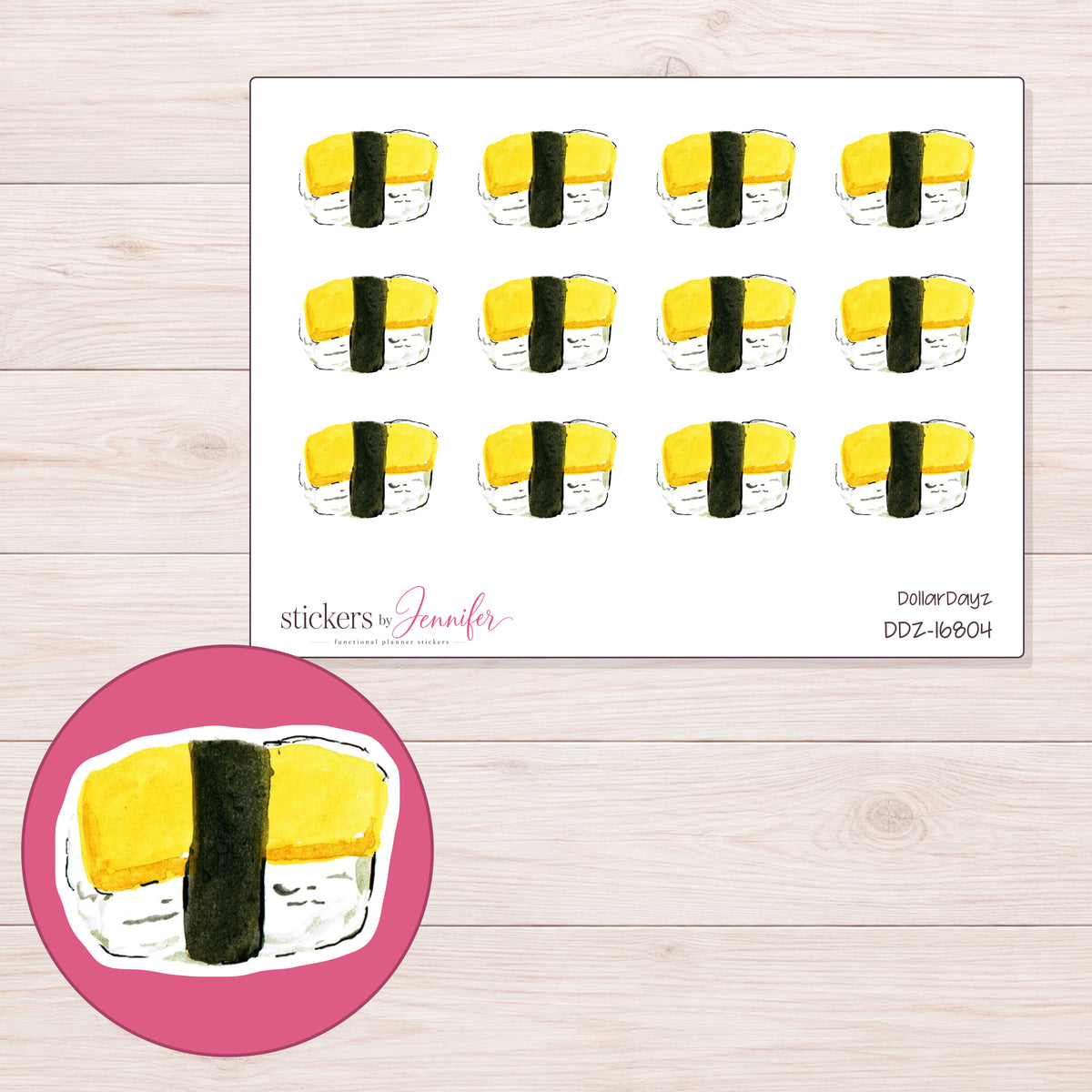 DDZ-16804 planner sticker sheet with enlarged sticker detail