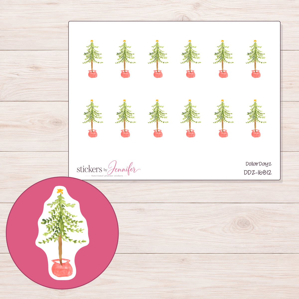 DDZ-16812 planner sticker sheet with enlarged sticker detail