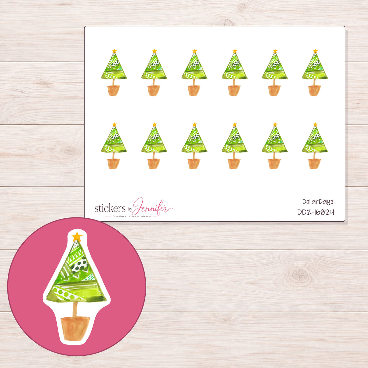 DDZ-16824 planner sticker sheet with enlarged sticker detail