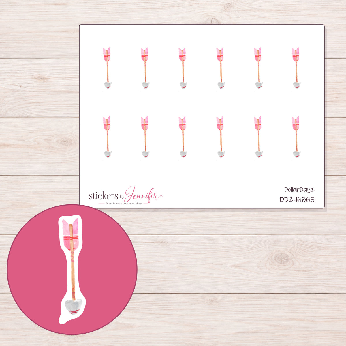 DDZ-16865 planner sticker sheet with enlarged sticker detail