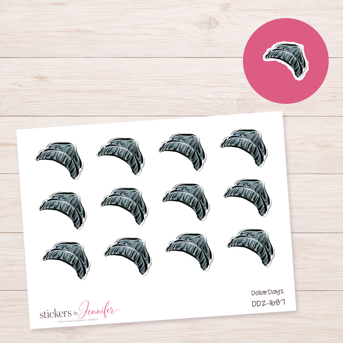 Blue Striped Beanie Planner Stickers | DDZ-1687