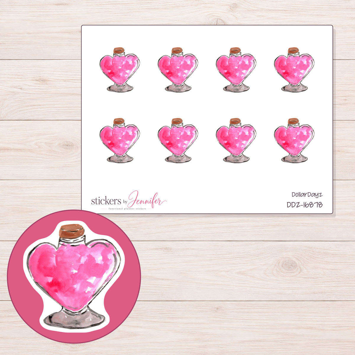 DDZ-16878 planner sticker sheet with enlarged sticker detail