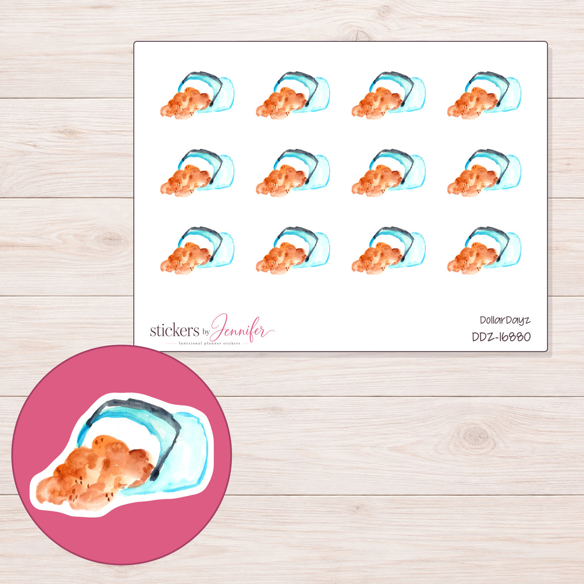 DDZ-16880 planner sticker sheet with enlarged sticker detail