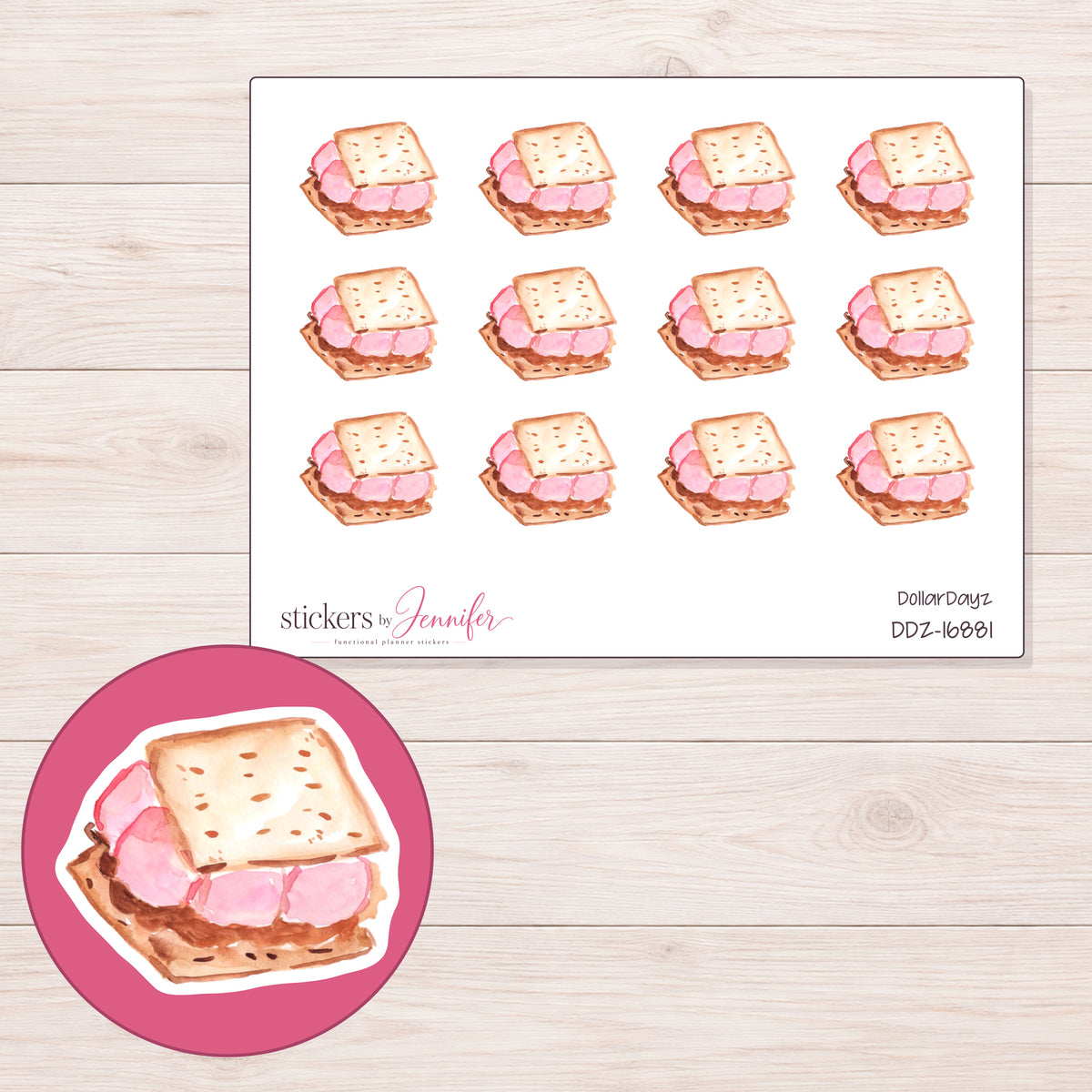 DDZ-16881 planner sticker sheet with enlarged sticker detail