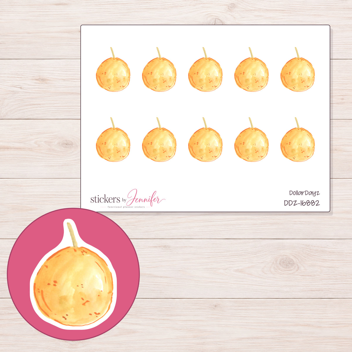DDZ-16882 planner sticker sheet with enlarged sticker detail
