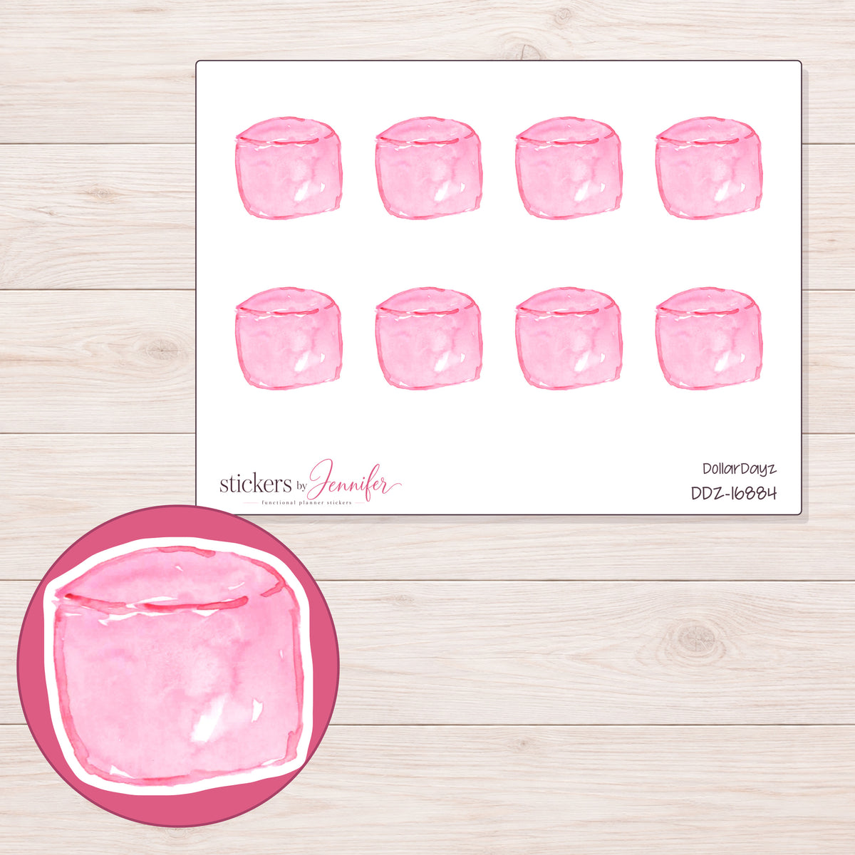 DDZ-16884 planner sticker sheet with enlarged sticker detail