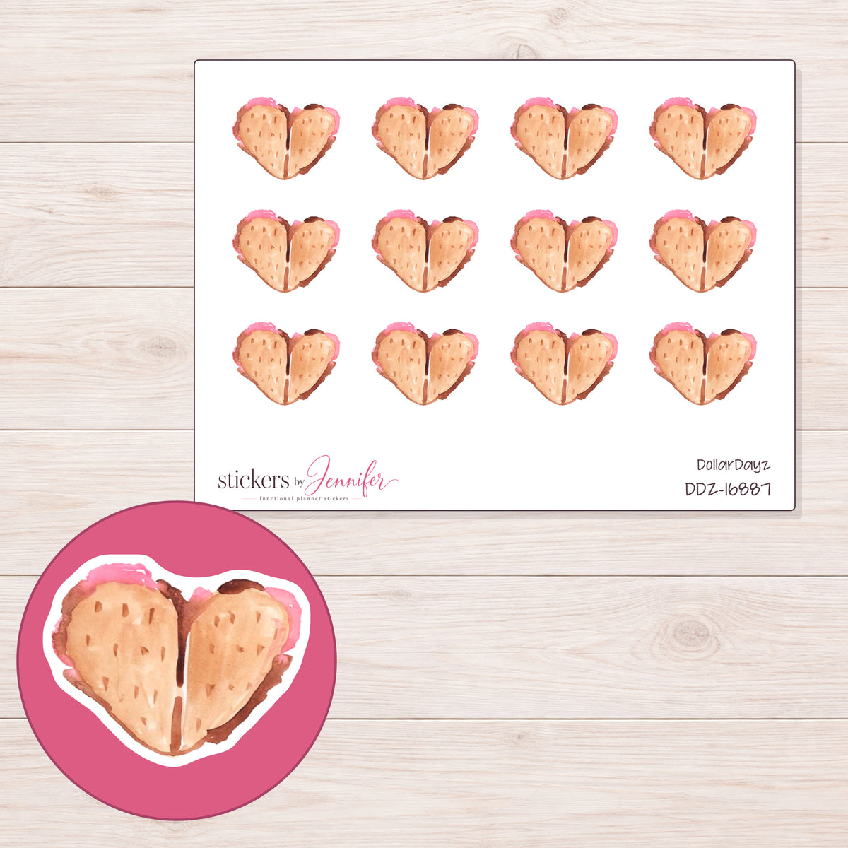 DDZ-16887 planner sticker sheet with enlarged sticker detail