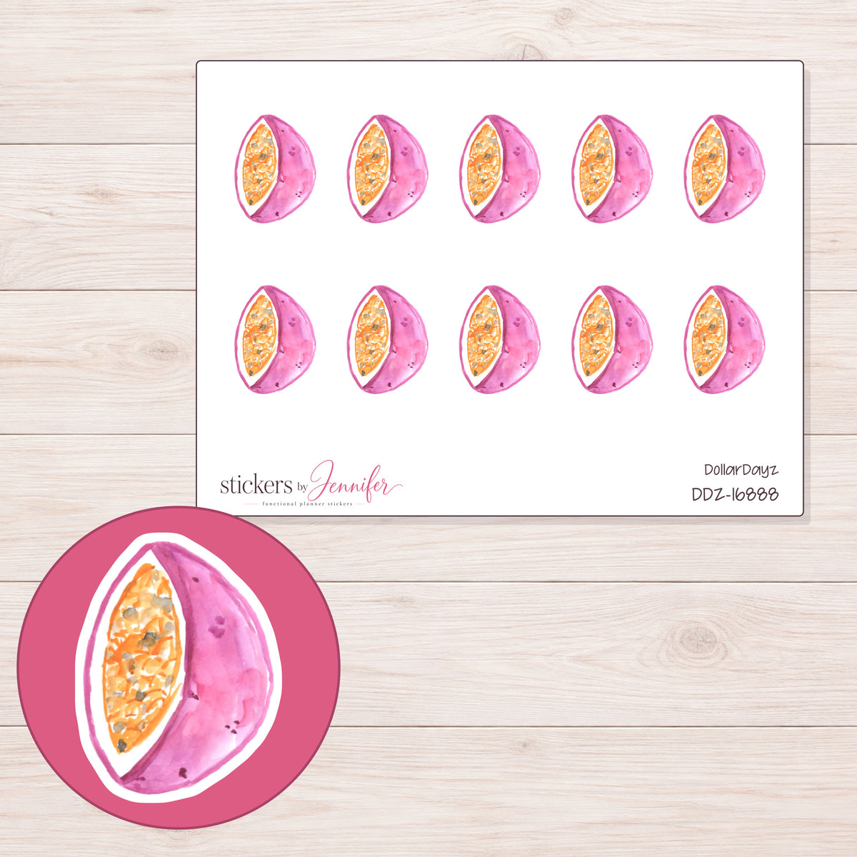 DDZ-16888 planner sticker sheet with enlarged sticker detail