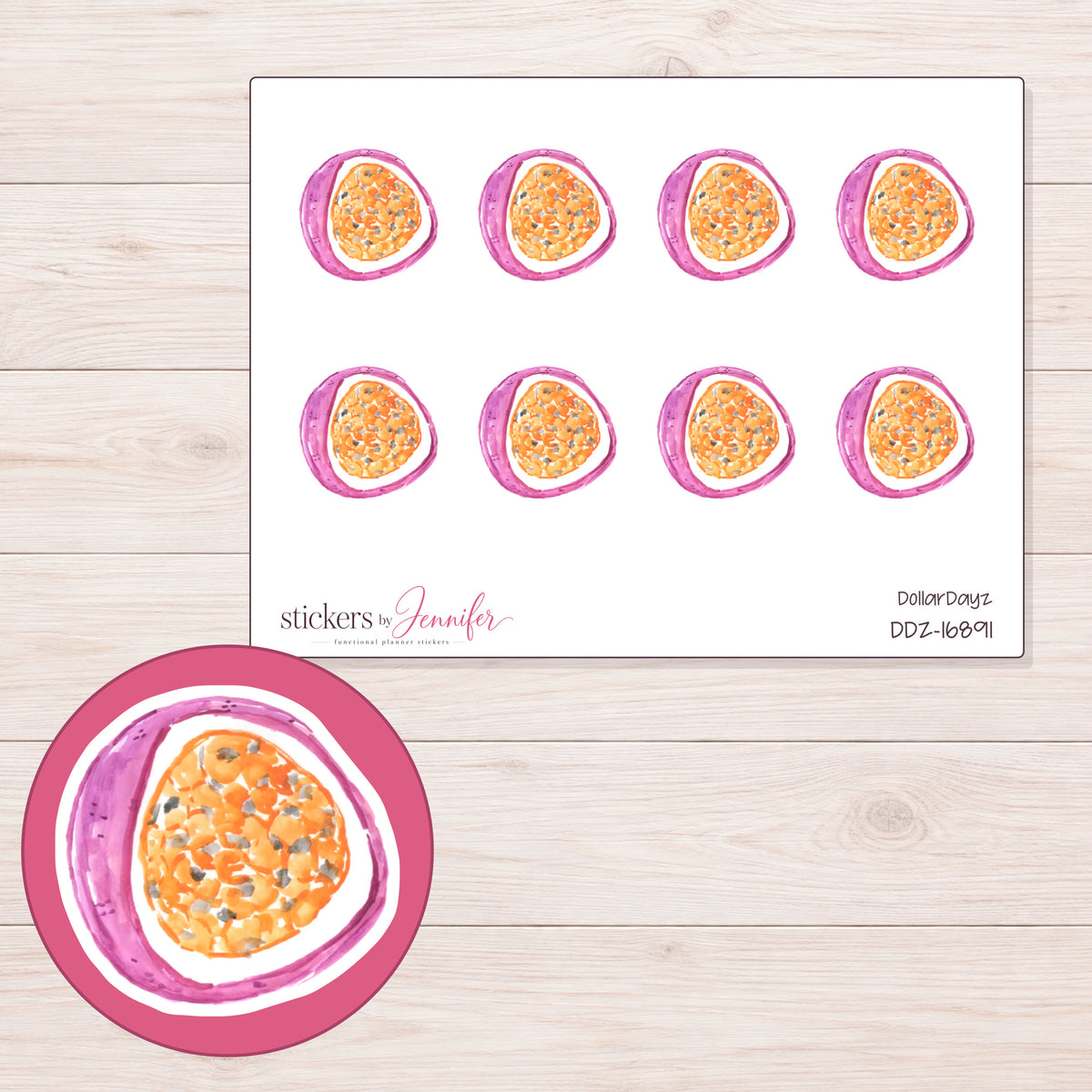DDZ-16891 planner sticker sheet with enlarged sticker detail