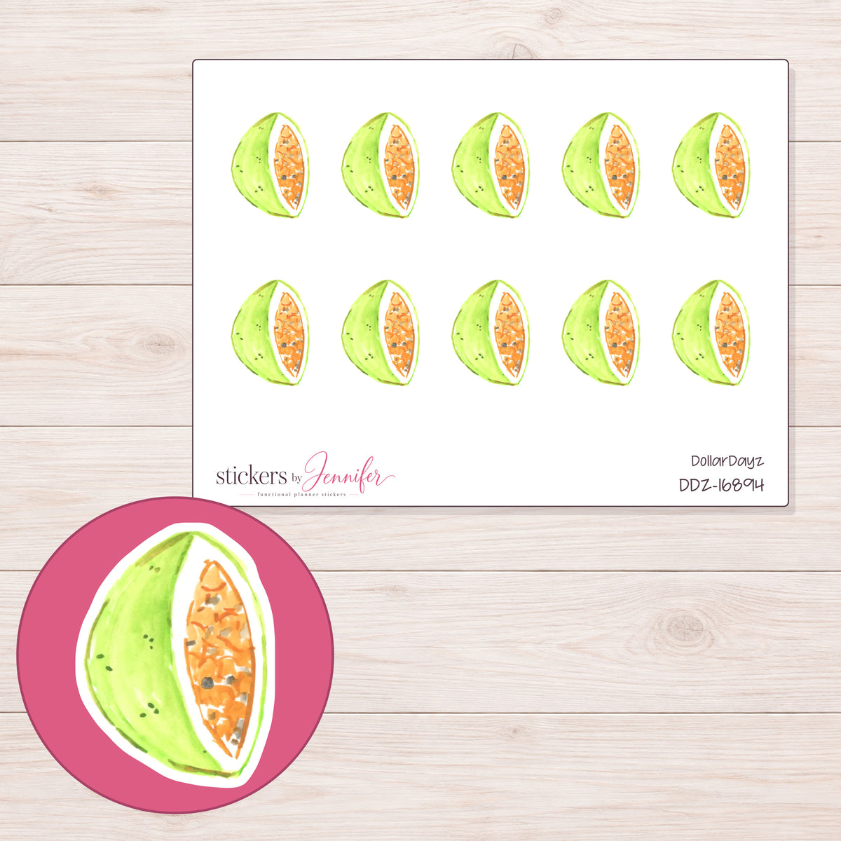 DDZ-16894 planner sticker sheet with enlarged sticker detail
