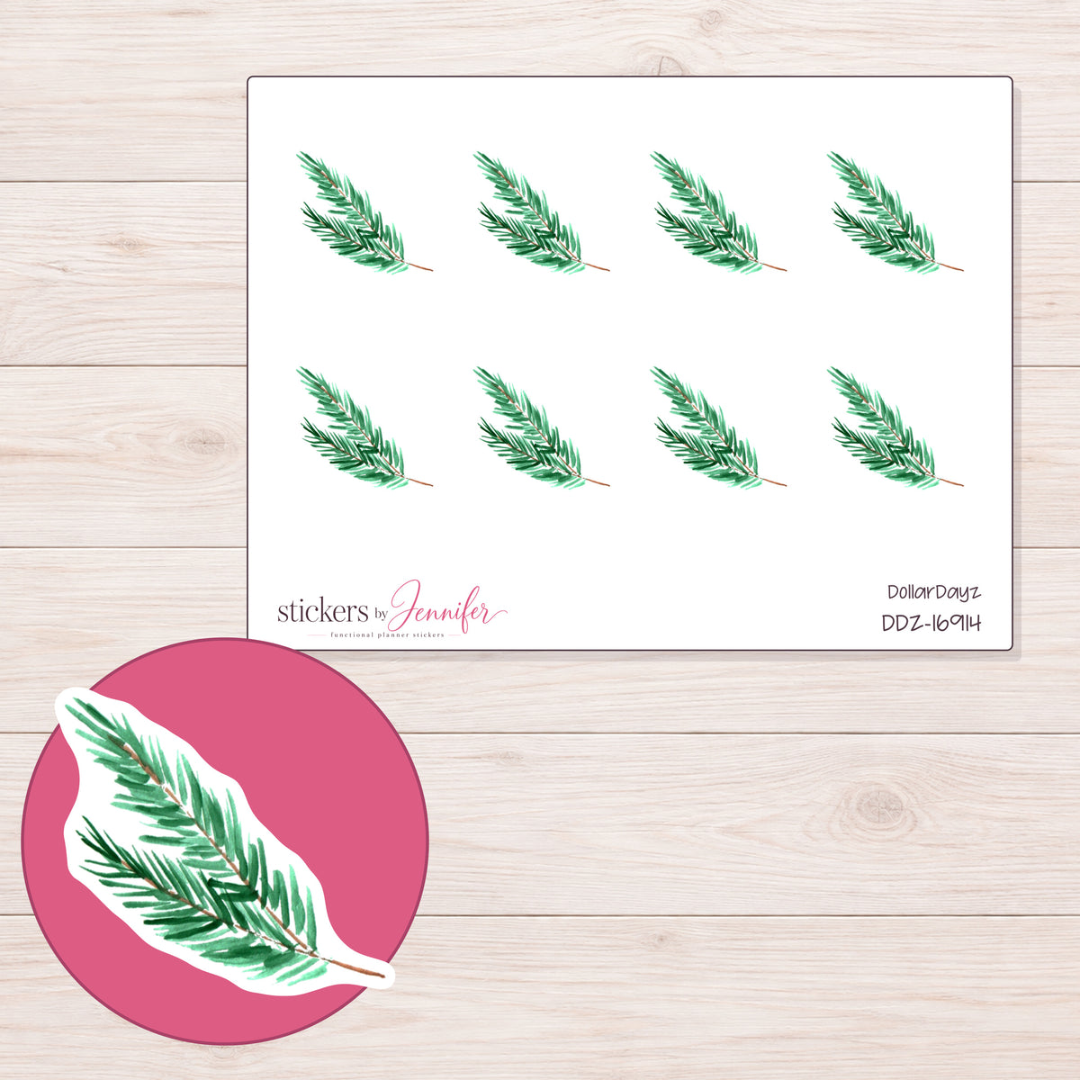 DDZ-16914 planner sticker sheet with enlarged sticker detail