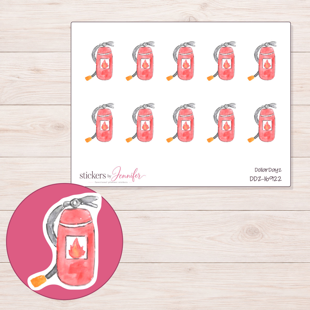 DDZ-16922 planner sticker sheet with enlarged sticker detail