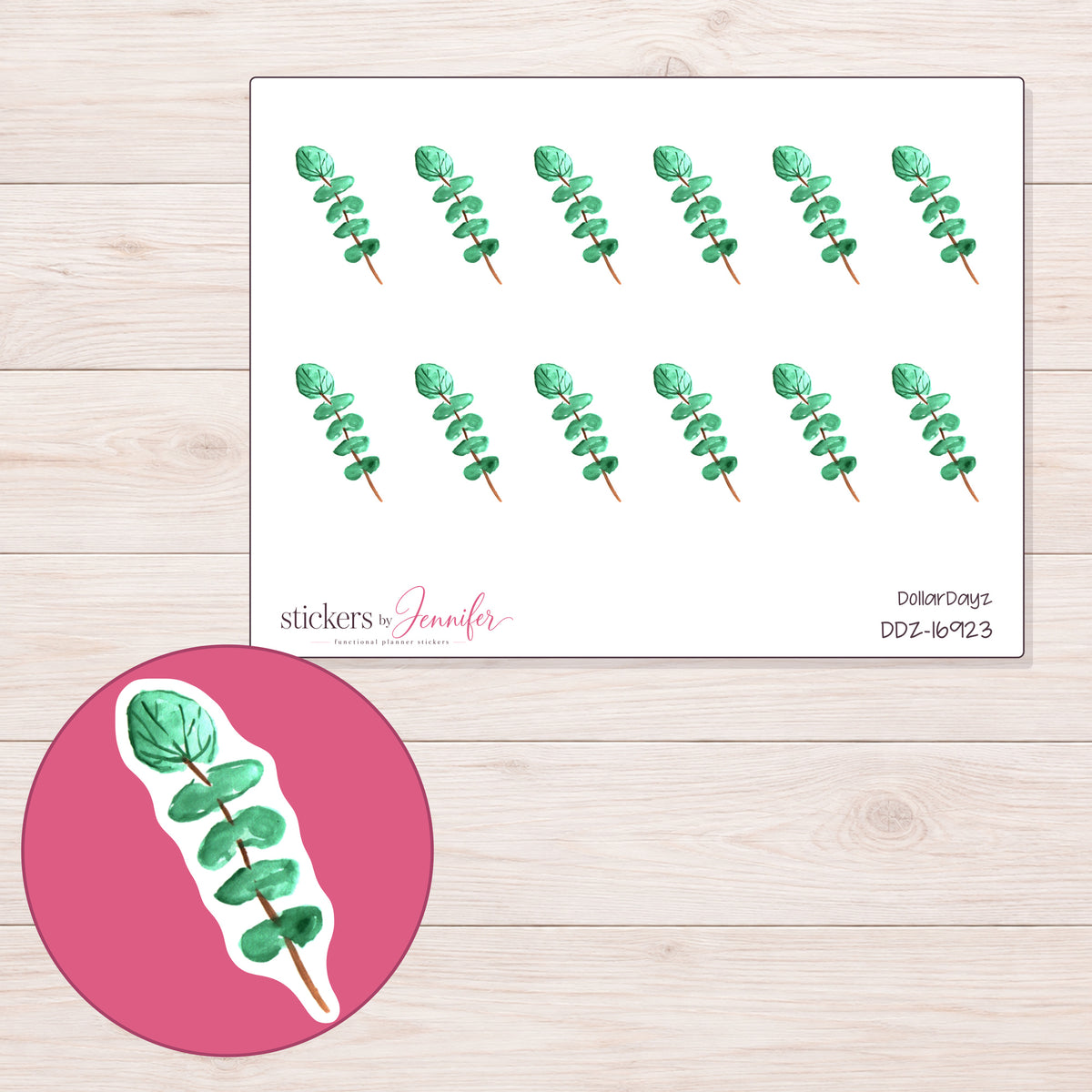 DDZ-16923 planner sticker sheet with enlarged sticker detail