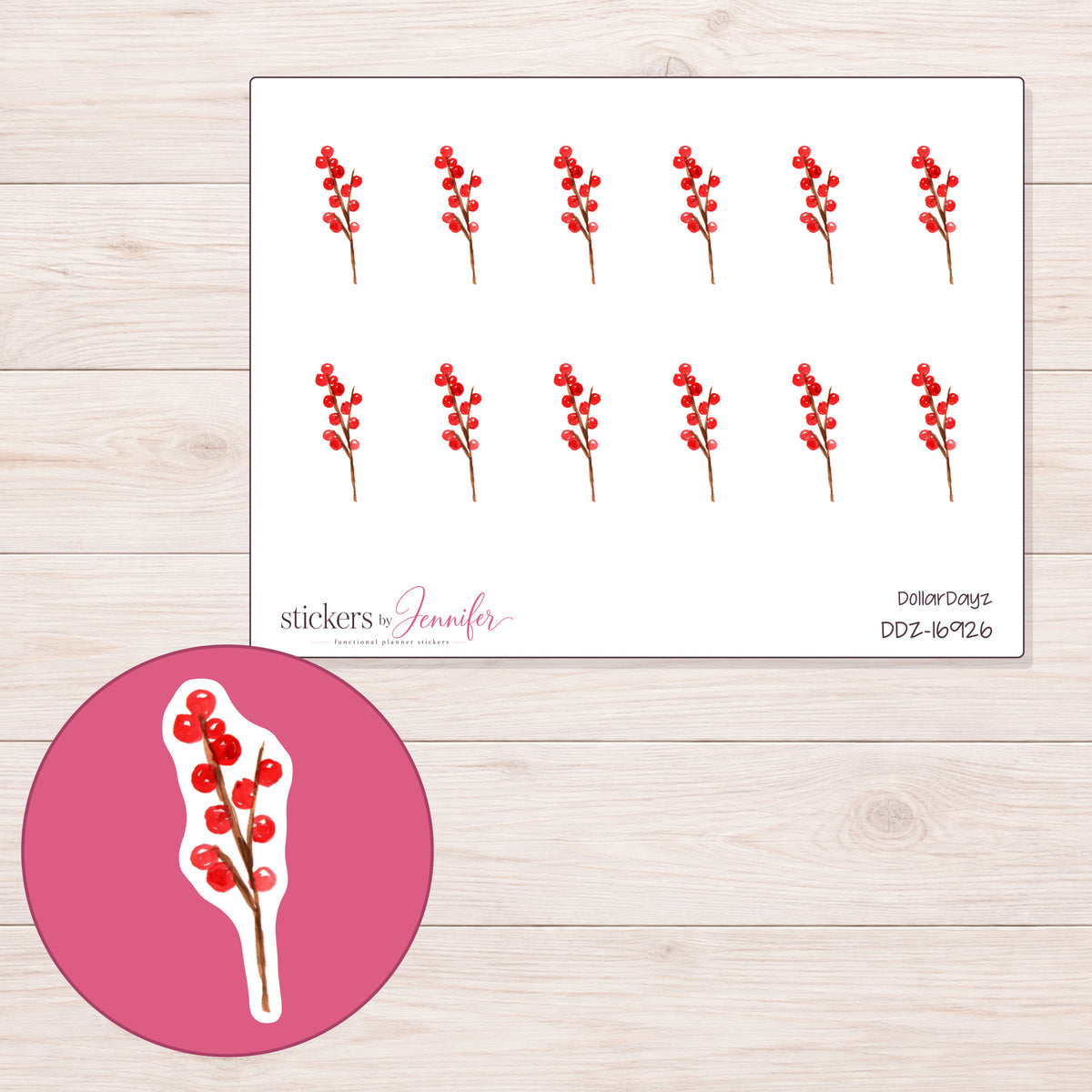 DDZ-16926 planner sticker sheet with enlarged sticker detail