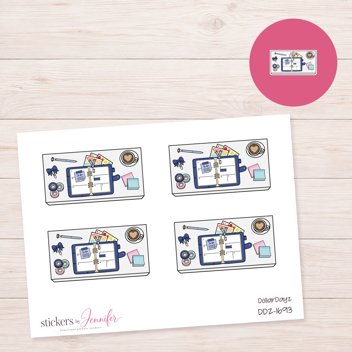 Blue Open Planner Workspace Planner Stickers | DDZ-1693