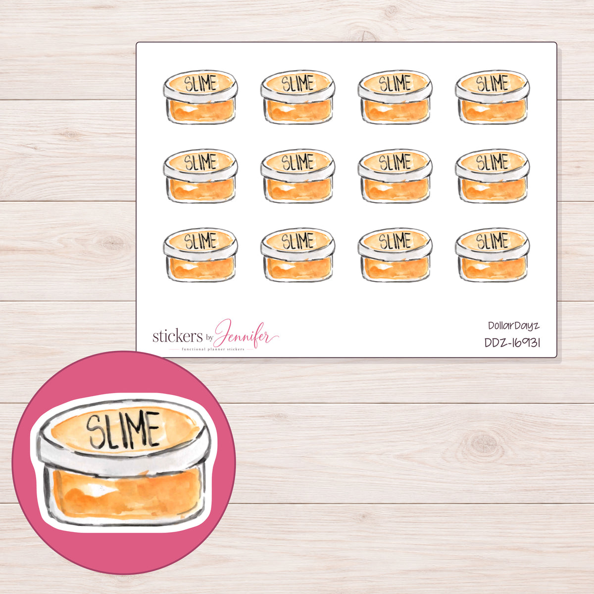 DDZ-16931 planner sticker sheet with enlarged sticker detail