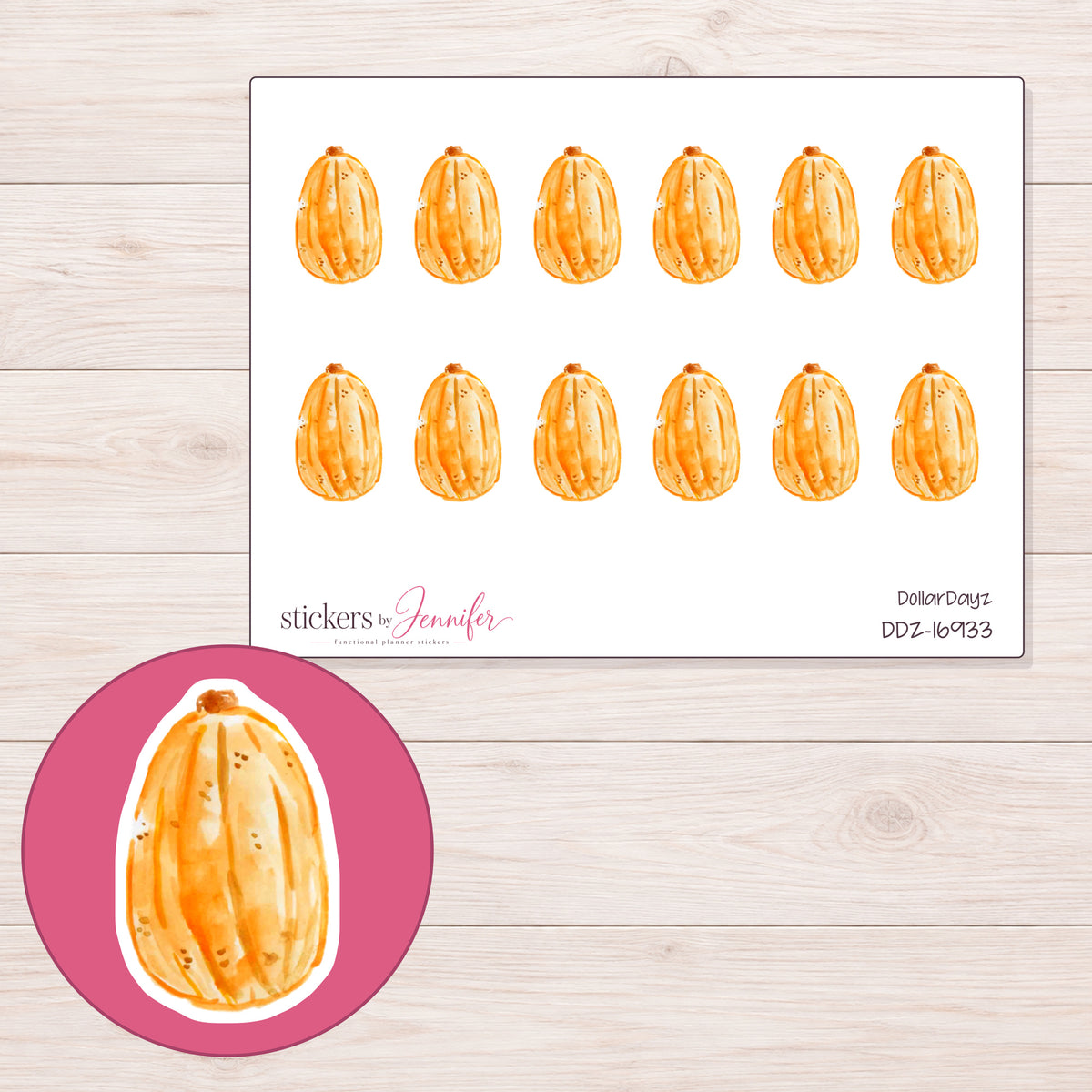 DDZ-16933 planner sticker sheet with enlarged sticker detail