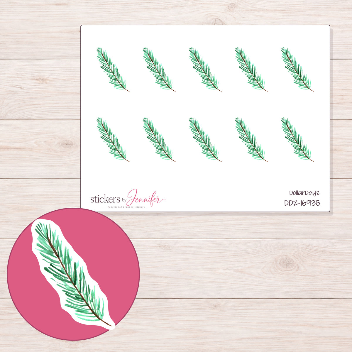 DDZ-16935 planner sticker sheet with enlarged sticker detail