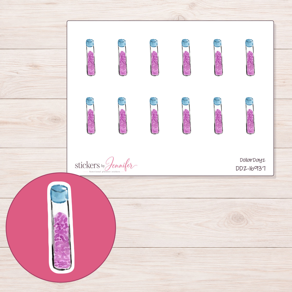 DDZ-16937 planner sticker sheet with enlarged sticker detail