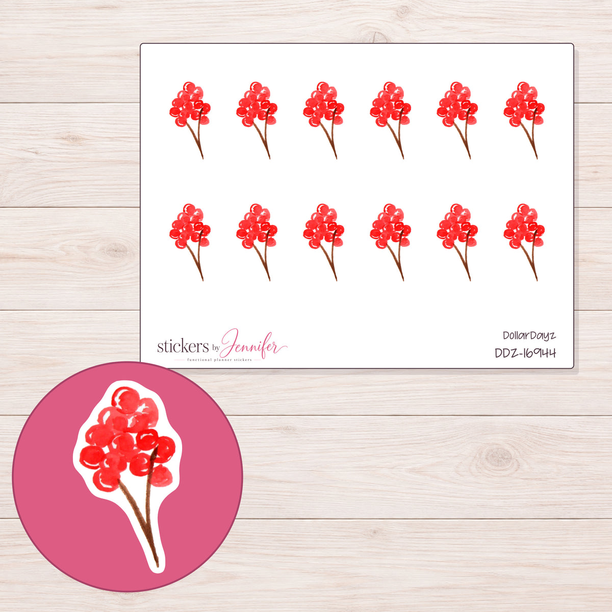 DDZ-16944 planner sticker sheet with enlarged sticker detail
