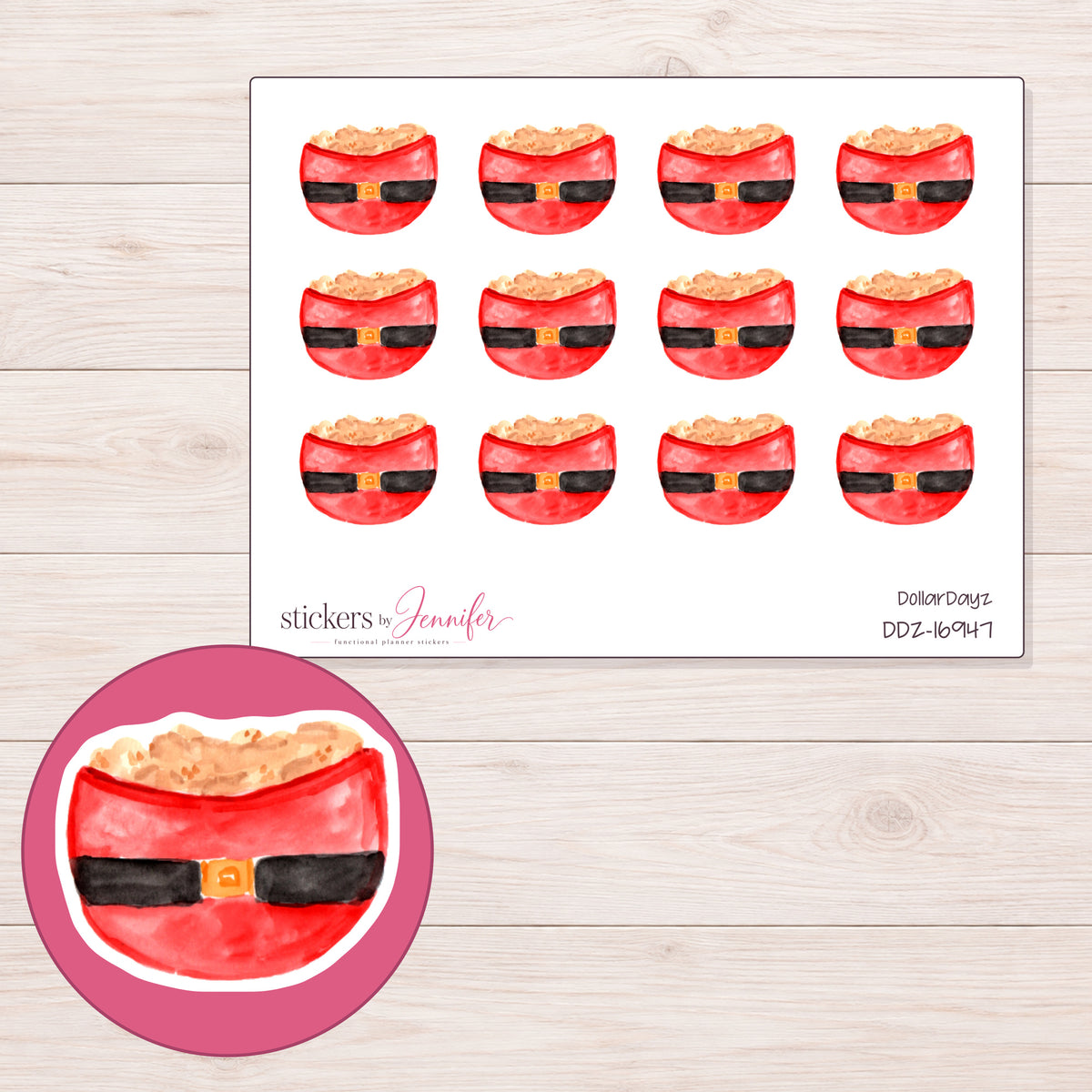DDZ-16947 planner sticker sheet with enlarged sticker detail