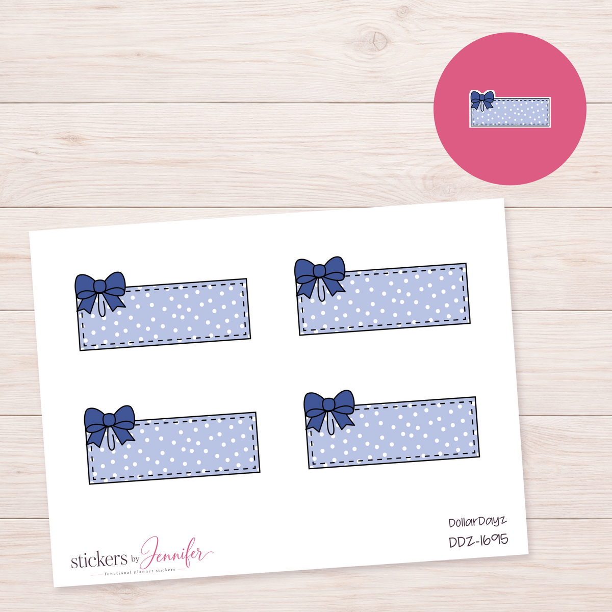 Blue Bow Label Planner Stickers | DDZ-1695
