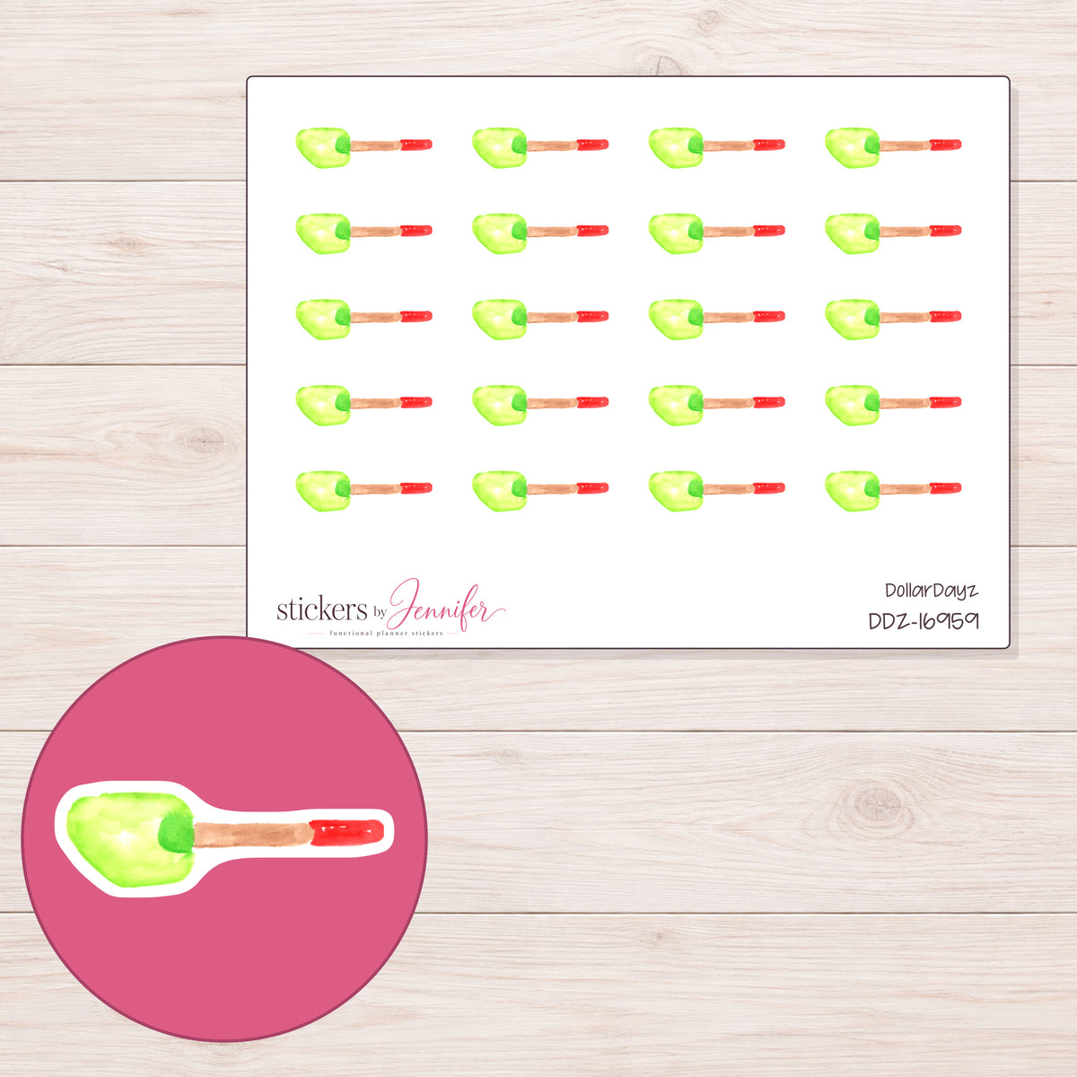 DDZ-16959 planner sticker sheet with enlarged sticker detail