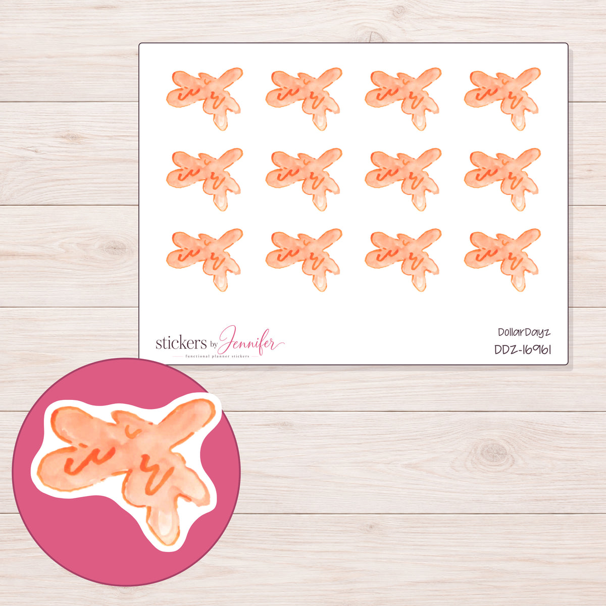 DDZ-16961 planner sticker sheet with enlarged sticker detail