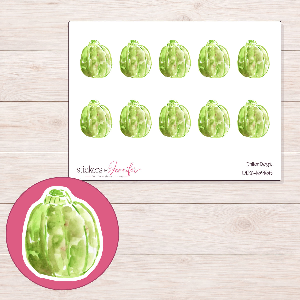 DDZ-16966 planner sticker sheet with enlarged sticker detail