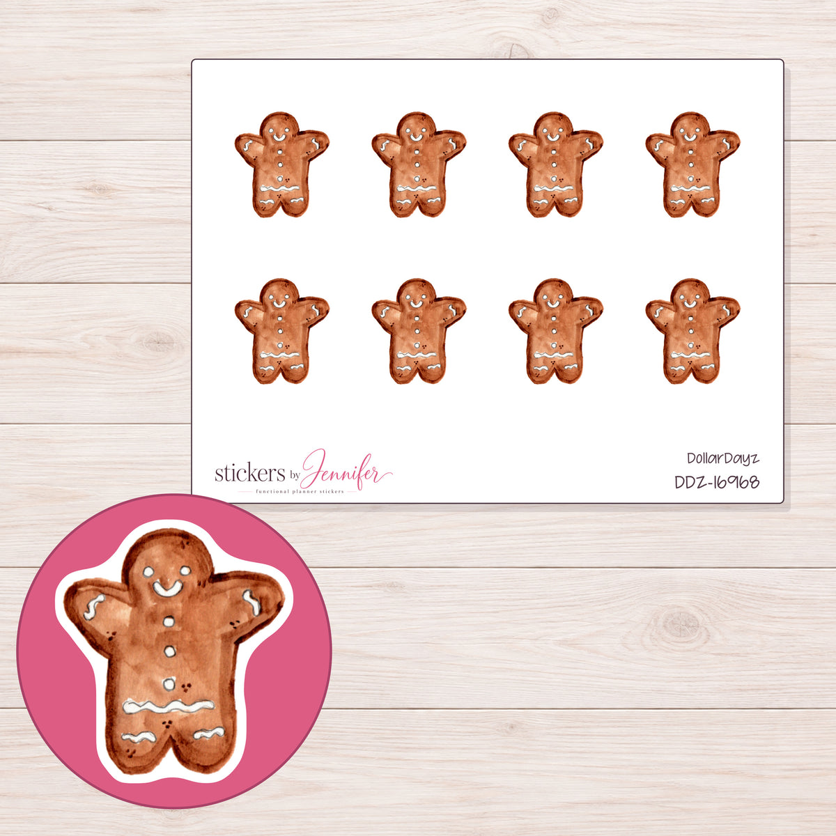 DDZ-16968 planner sticker sheet with enlarged sticker detail