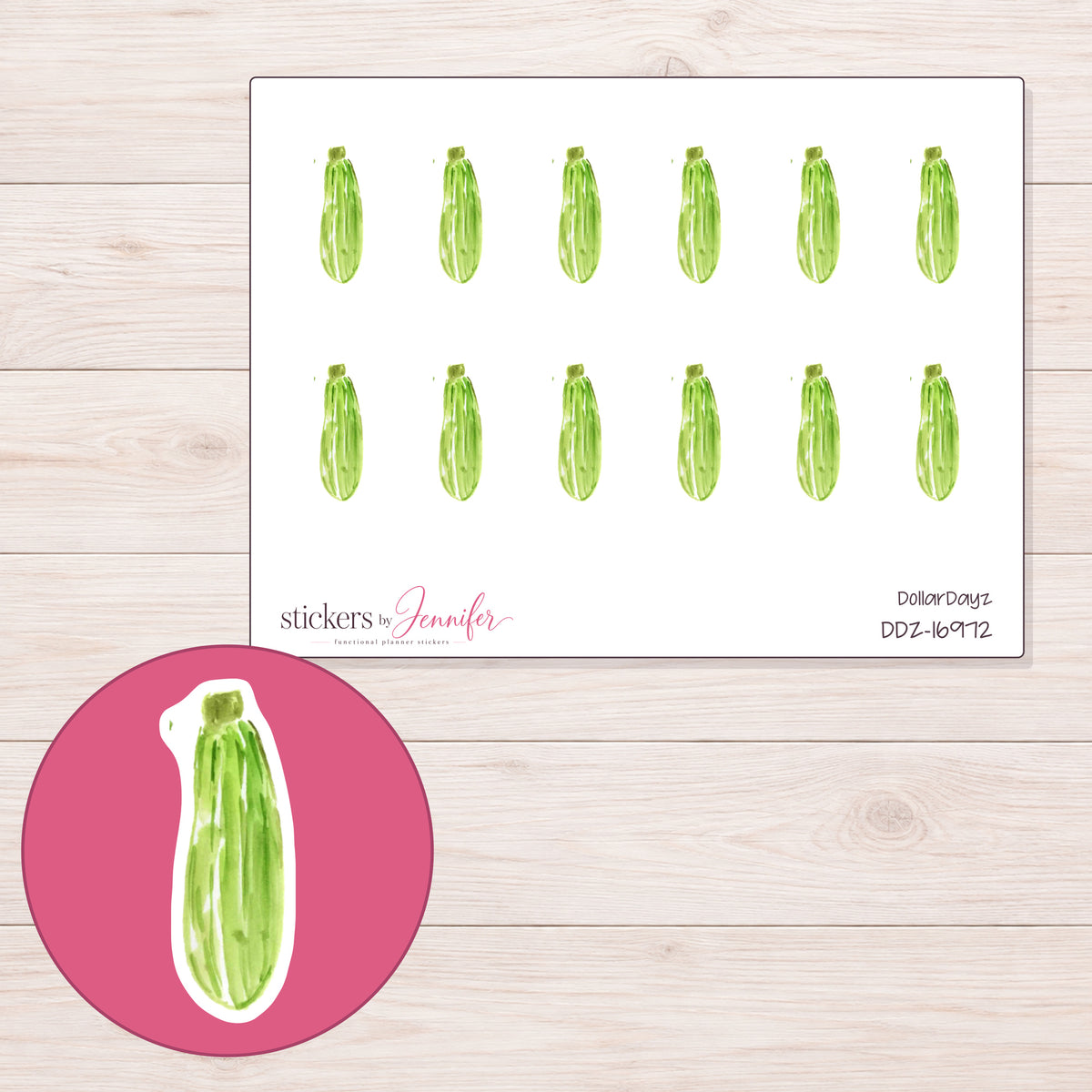 DDZ-16972 planner sticker sheet with enlarged sticker detail