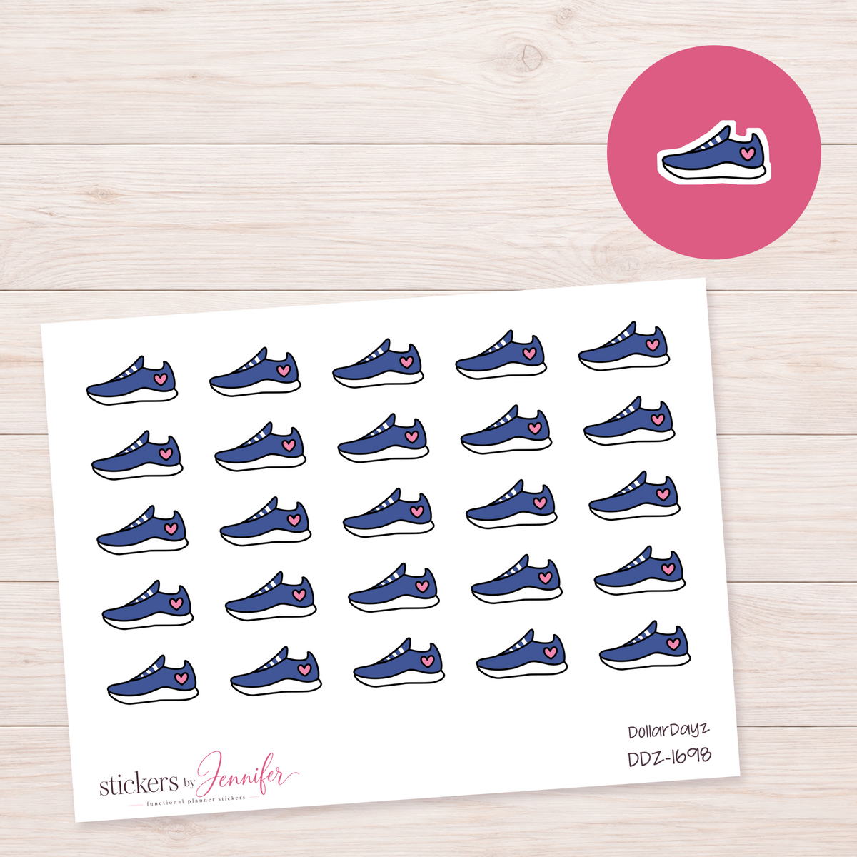 Blue Heart Sneaker Planner Stickers | DDZ-1698