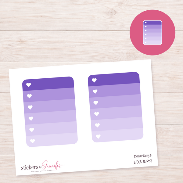 Purple Heart Checklist Planner Stickers | DDZ-1699