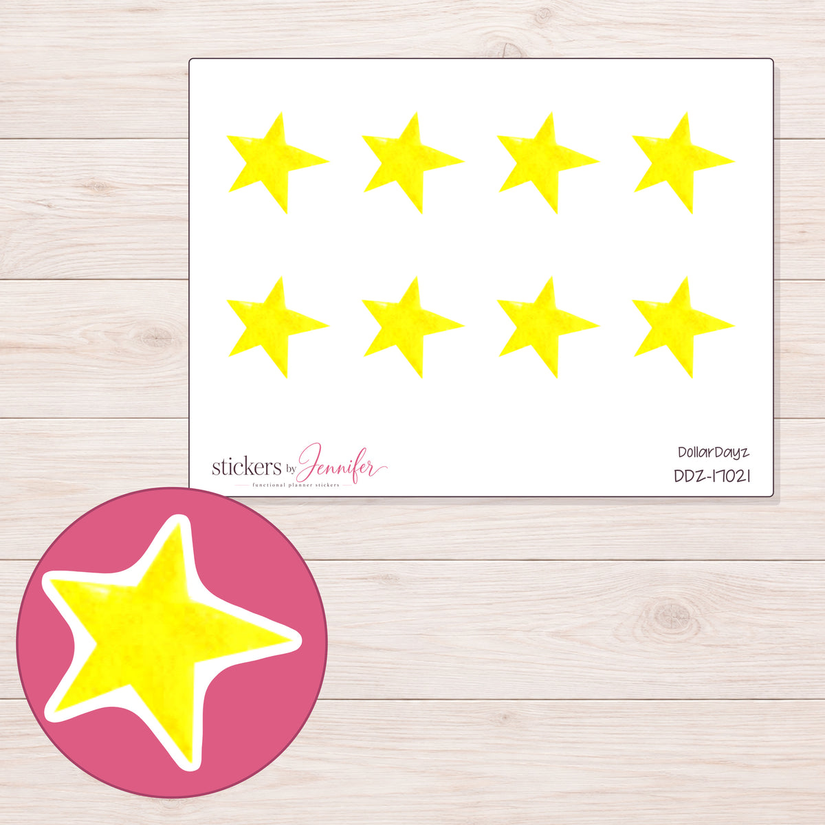 DDZ-17021 planner sticker sheet with enlarged sticker detail